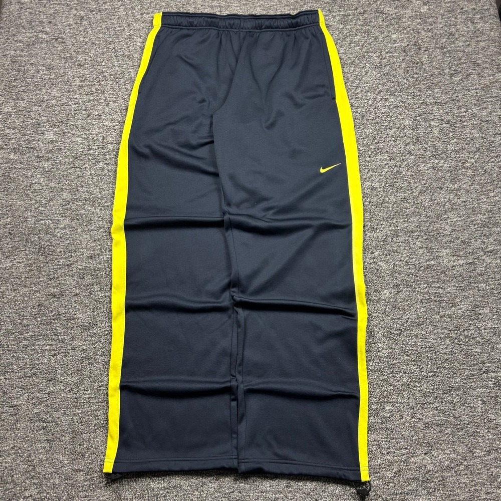 Y2K Nike Embroidered Baggy Track Pants Navy Blue Yellow Men's SizeXL